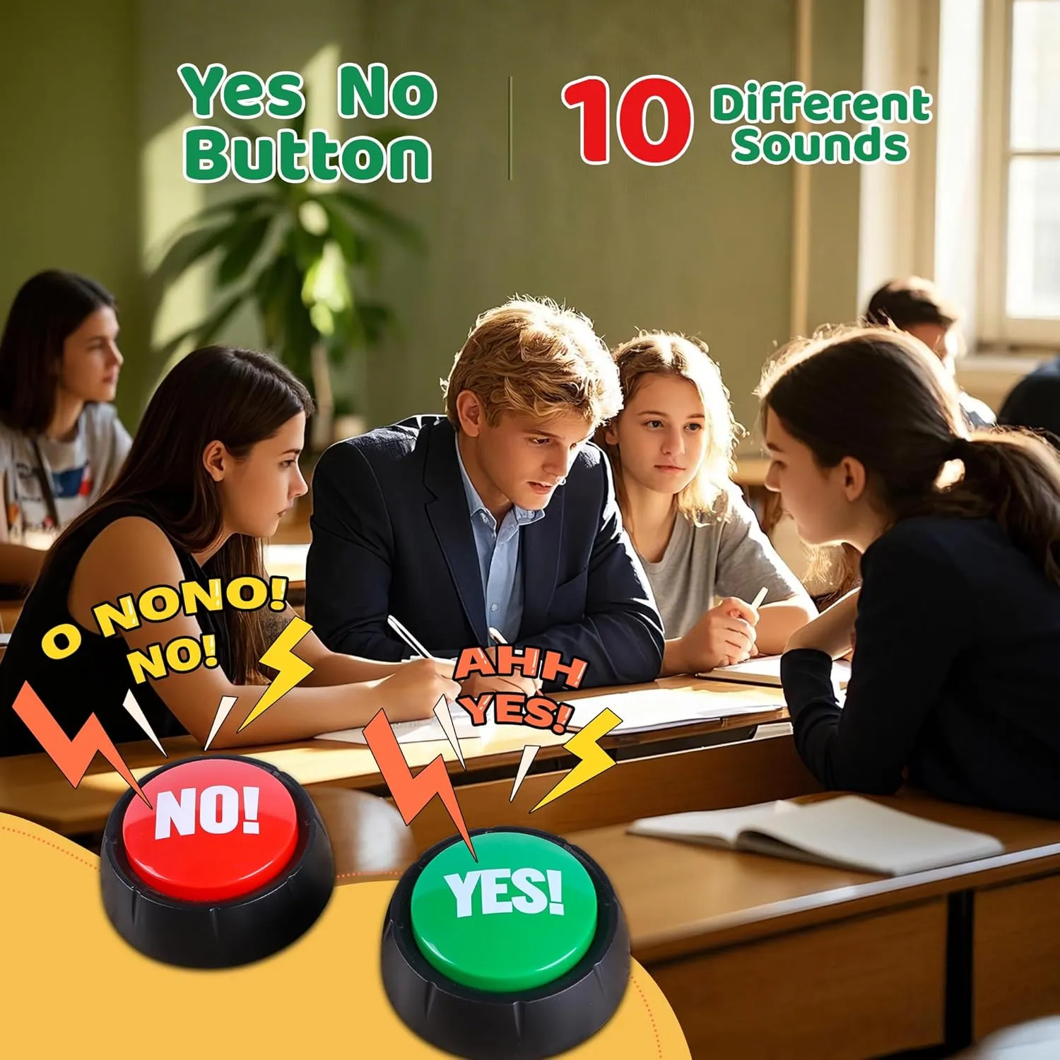 MyMealivos Funny Buzzer Button Toy - Gag Gifts, Game Addition, Stocking Stuffer (Yes No)