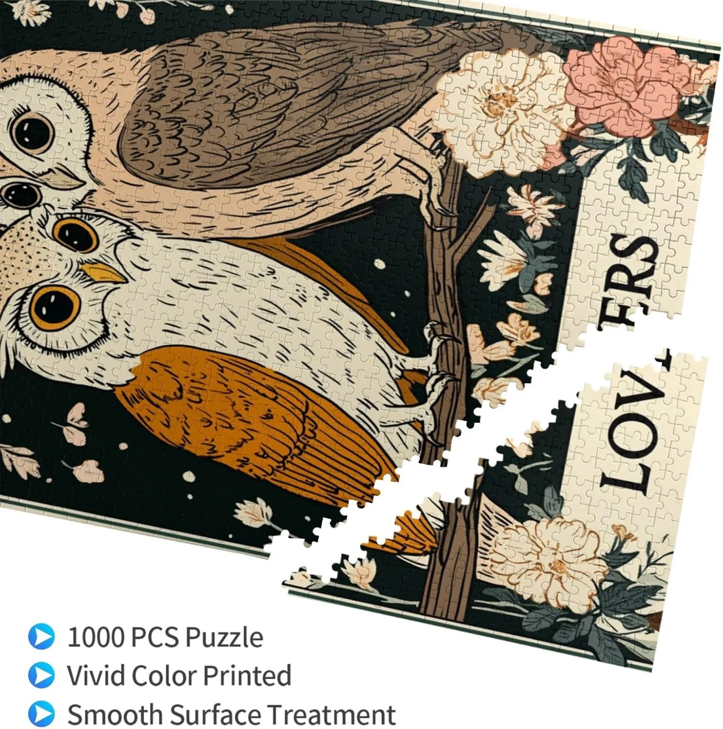 Mystical Twin Falcon in Tarot Cards Design,1000 Piece Wooden Jigsaw Puzzle for Adults,Brain Training Challenge,Stress Relief Activity,Esoteric Avian Artwork,Eco-Friendly Woodens Pieces
