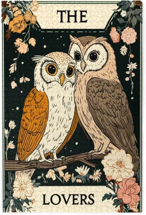 Mystical Twin Falcon in Tarot Cards Design,1000 Piece Wooden Jigsaw Puzzle for Adults,Brain Training Challenge,Stress Relief Activity,Esoteric Avian Artwork,Eco-Friendly Woodens Pieces