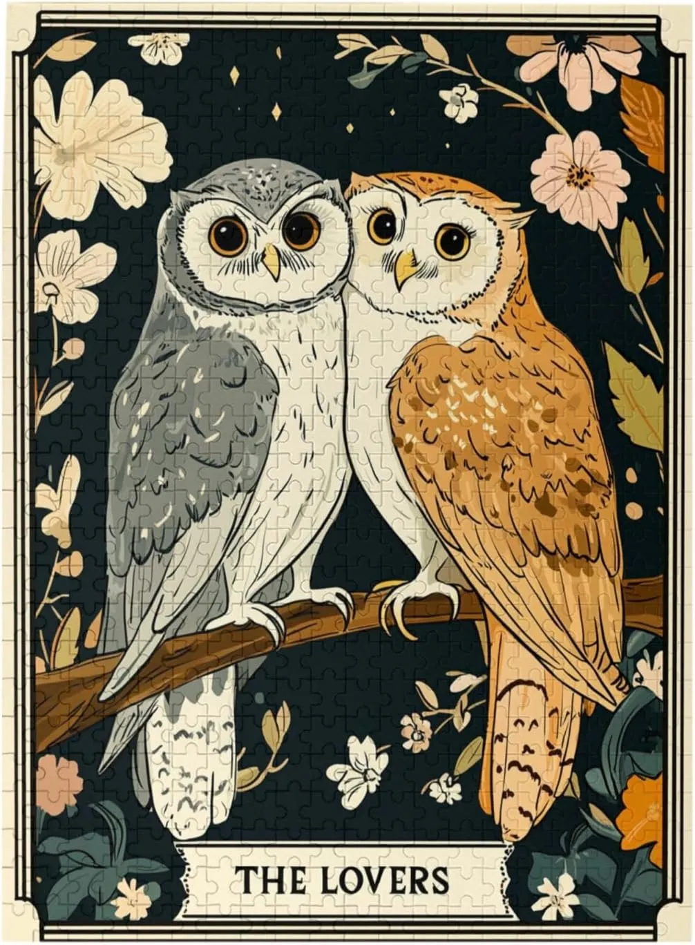 Mystical Twin Falcon in Tarot Cards Design,500 Piece Wooden Jigsaw Puzzle for Adults,Esoteric Avian Artwork,Brain Training Challenge,Stress Relief Activity,Eco-Friendly Woodens Pieces