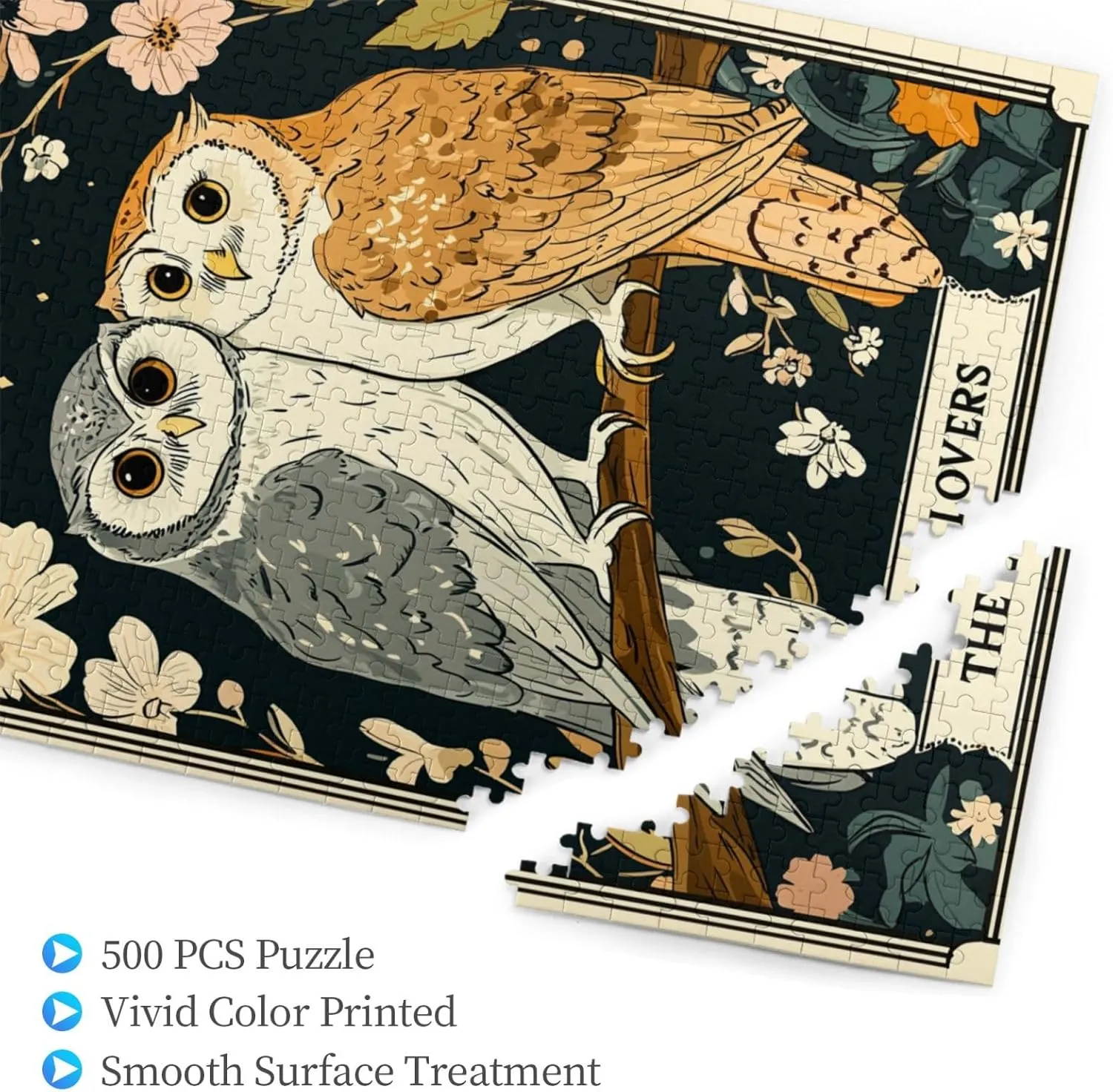 Mystical Twin Falcon in Tarot Cards Design,500 Piece Wooden Jigsaw Puzzle for Adults,Esoteric Avian Artwork,Brain Training Challenge,Stress Relief Activity,Eco-Friendly Woodens Pieces