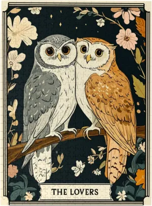 Mystical Twin Falcon in Tarot Cards Design,500 Piece Wooden Jigsaw Puzzle for Adults,Esoteric Avian Artwork,Brain Training Challenge,Stress Relief Activity,Eco-Friendly Woodens Pieces