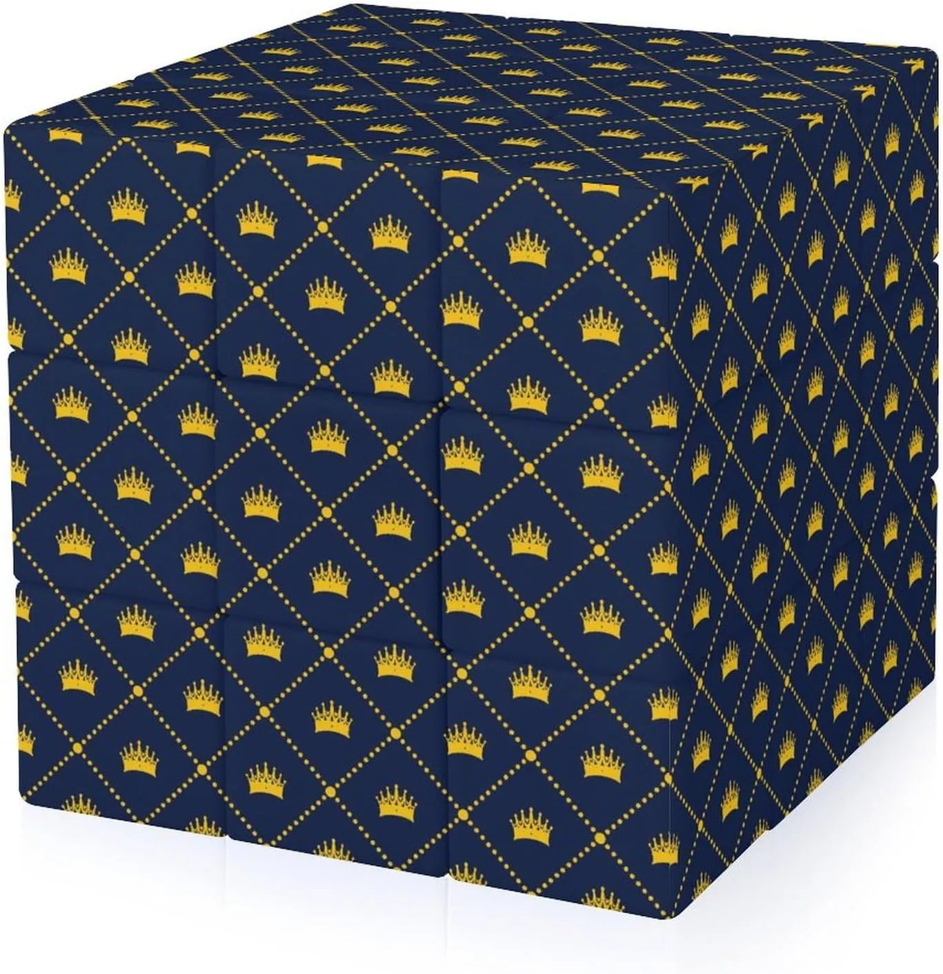 Navy Blue Pattern Yellow Crown Adults 3x3x3 Color-Matching Smooth Fully Printed Cube Gift