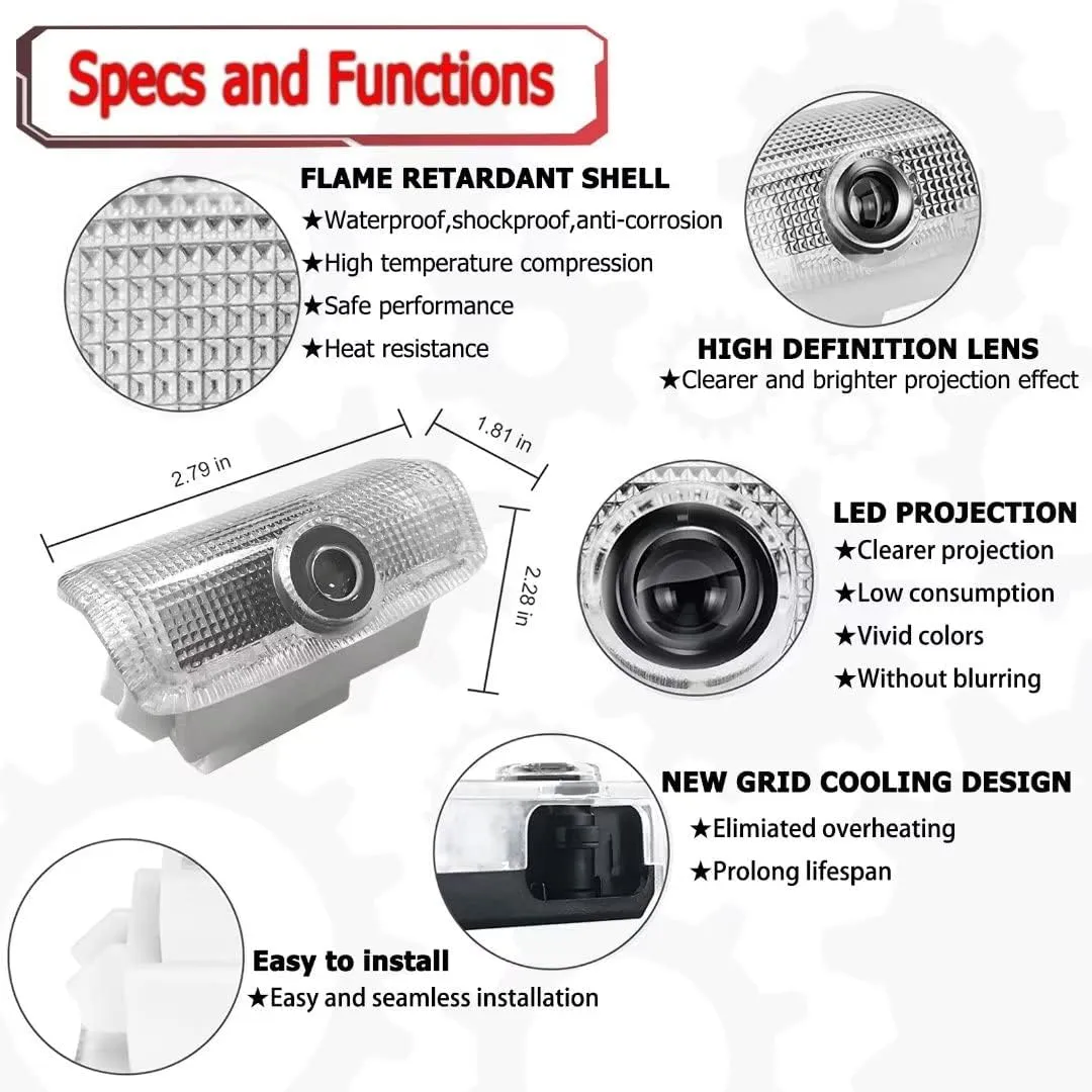 Never Fade Car LED Door Logo Projector Ghost Shadow Light, Compatible with Q50 Q60 Q70 QX70 QX50 QX56 QX60 JX35 QX70 QX80 EX FX G M Series Car Accessories (White red)