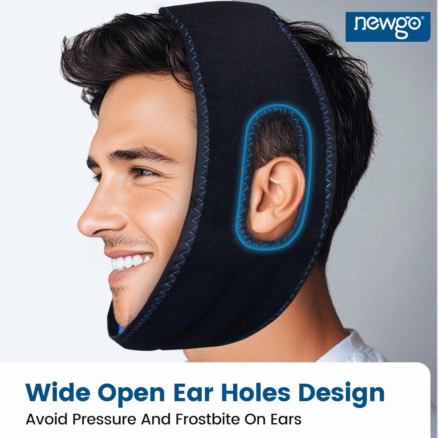 NEWGO Face Ice Pack for Wisdom Teeth Removal & Oral Surgery Recovery - 2 Hours Long-Lasting Cold Therapy Head Wrap with Ear Cutouts for Jaw Pain, Tooth Extraction,Tonsillectomy, Cosmetic Injections