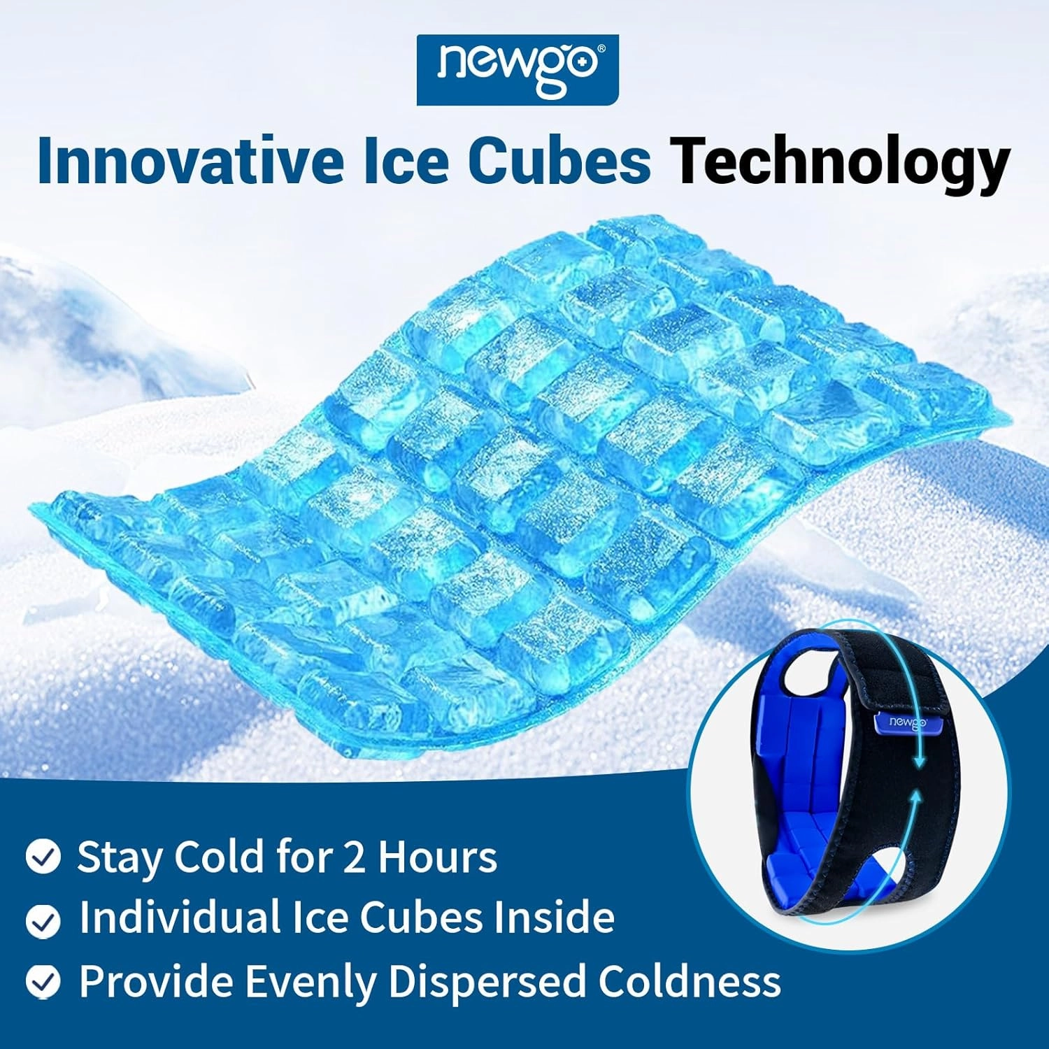NEWGO Face Ice Pack for Wisdom Teeth Removal & Oral Surgery Recovery - 2 Hours Long-Lasting Cold Therapy Head Wrap with Ear Cutouts for Jaw Pain, Tooth Extraction,Tonsillectomy, Cosmetic Injections
