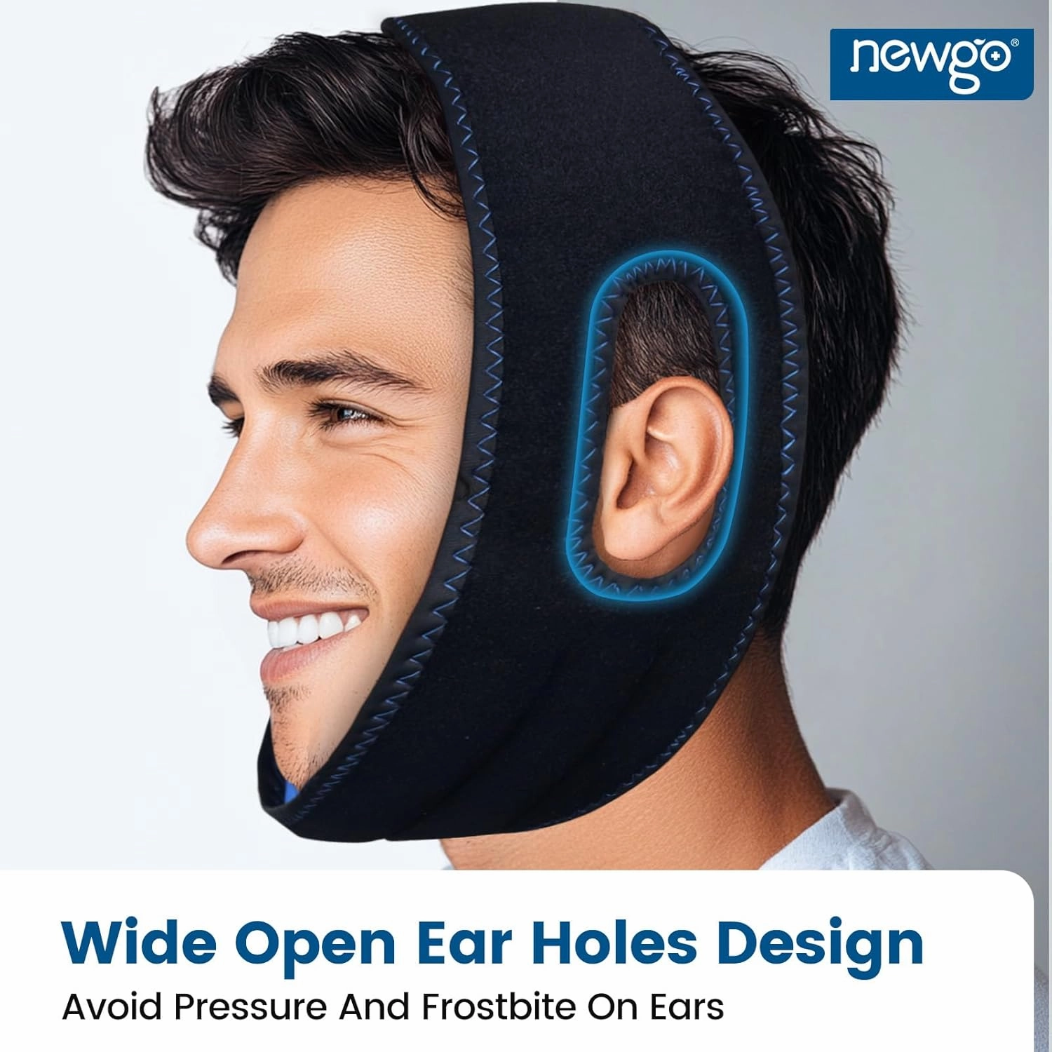 NEWGO Face Ice Pack for Wisdom Teeth Removal & Oral Surgery Recovery - 2 Hours Long-Lasting Cold Therapy Head Wrap with Ear Cutouts for Jaw Pain, Tooth Extraction,Tonsillectomy, Cosmetic Injections