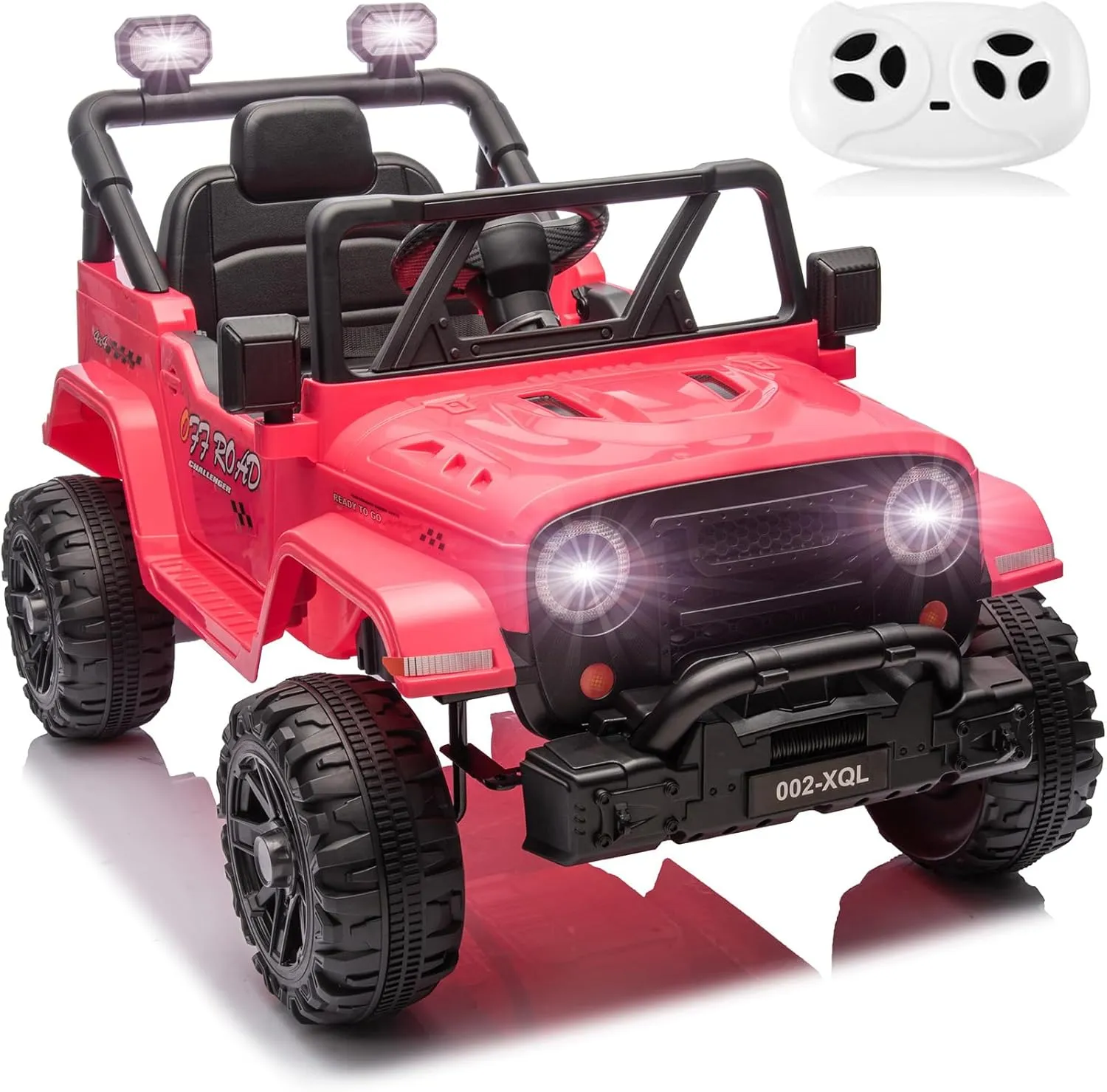 NEWQIDA 12V Kids Electric Car with Parent Remote Control, Ride on Truck for Kids Ride on Toys, Single Seat, 2x35W Motors, Up to 3.5MPH, Bluetooth, Music Player, LED Lights, Gift for Boys Girls, Pink