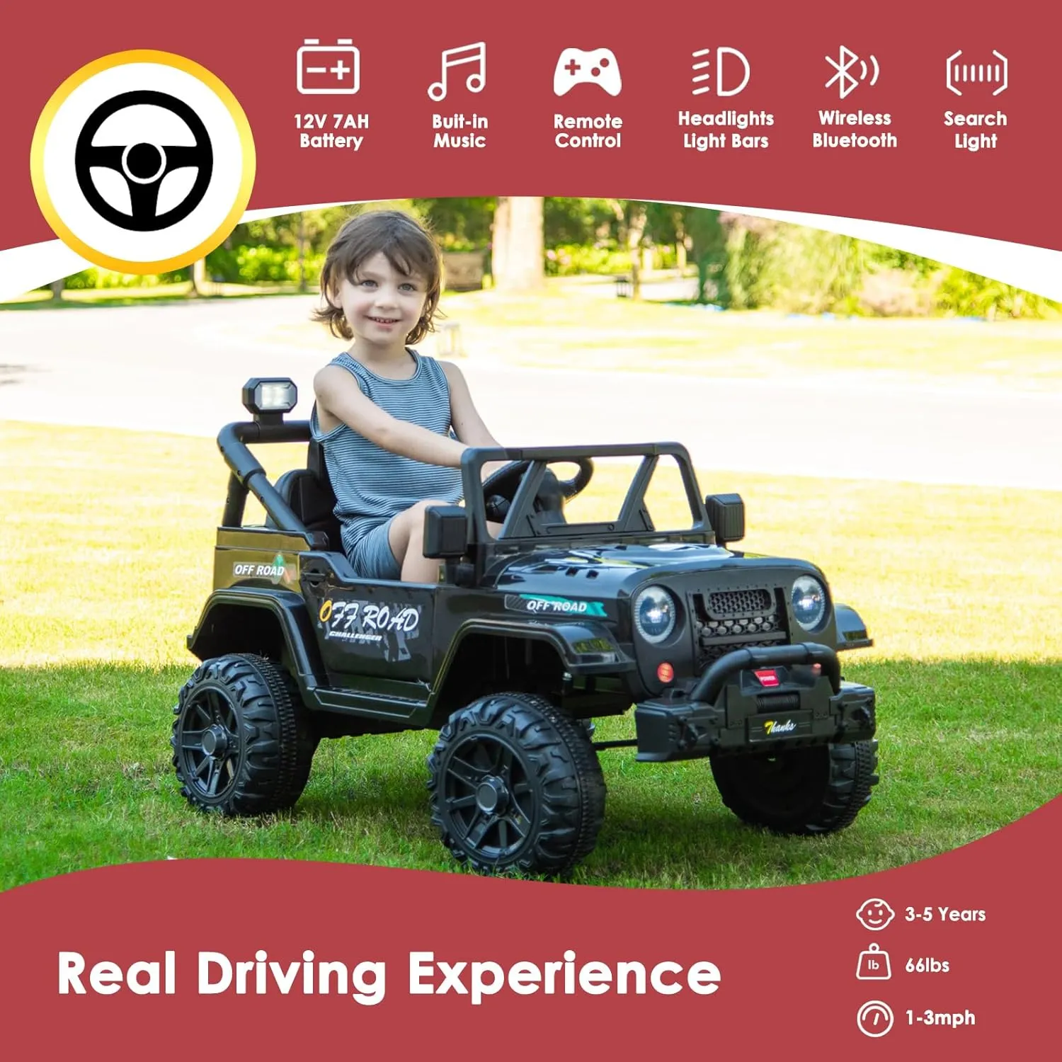 NEWQIDA 12V Kids Electric Car with Parent Remote Control, Ride on Truck for Kids Ride on Toys, Single Seat, 2x35W Motors, Up to 3.5MPH, Bluetooth, Music Player, LED Lights, Gift for Boys Girls, Pink