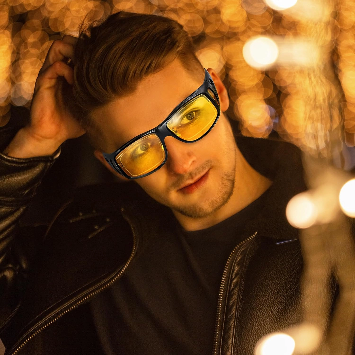Night Vision Driving Glasses Fit Over Glasses, Wrap Around Nighttime Glasses Anti Glare Polarized for Men Women