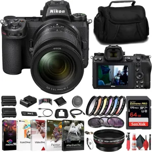Nikon Z7 II Mirrorless Camera with 24-70mm f/4 Lens (1656)   64GB Memory Card   Filter Kit   Wide Angle Lens   Color Filter Kit   Bag   EN-EL15c Battery   Charger   Card Reader   More (Renewed)