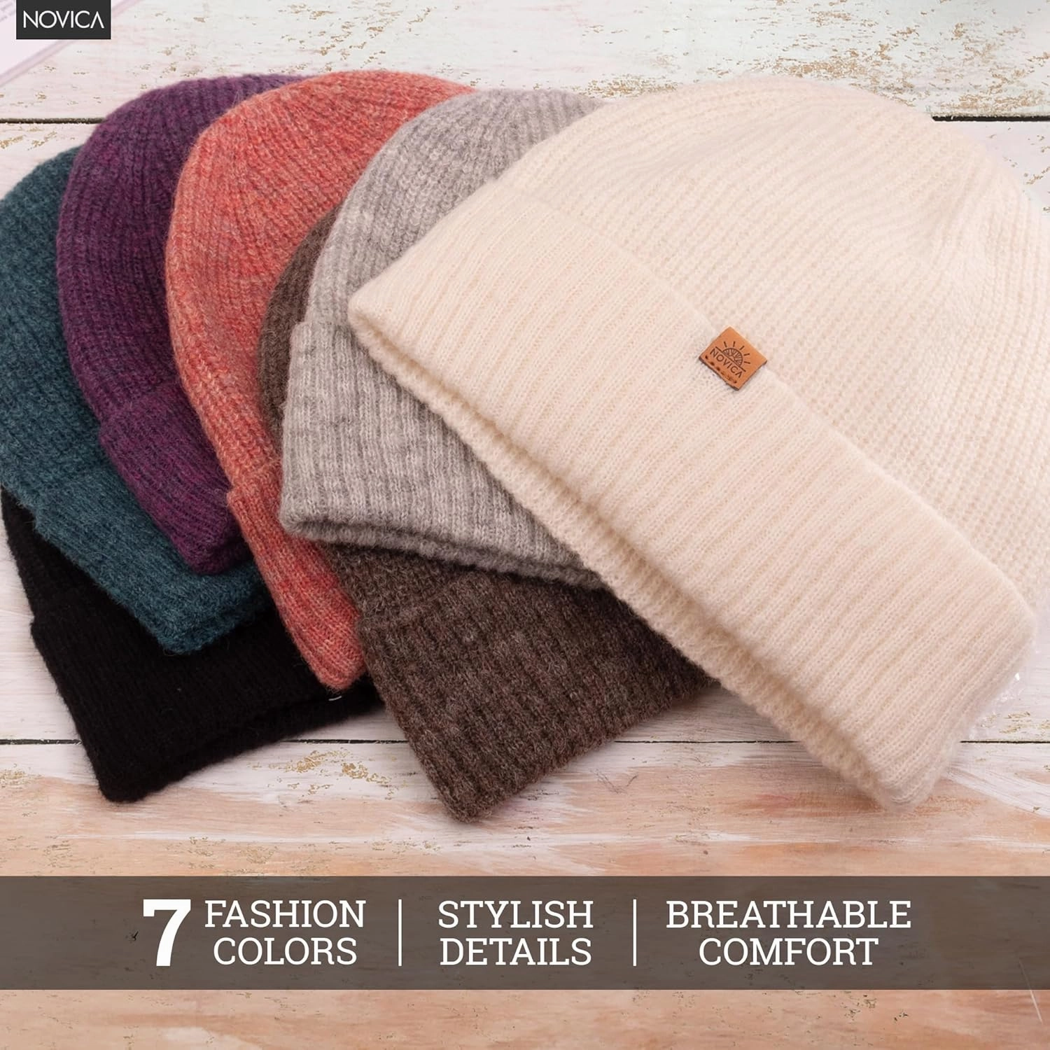 NOVICA Unisex Fall Winter Soft Alpaca Wool Blend Knit Beanie Hat