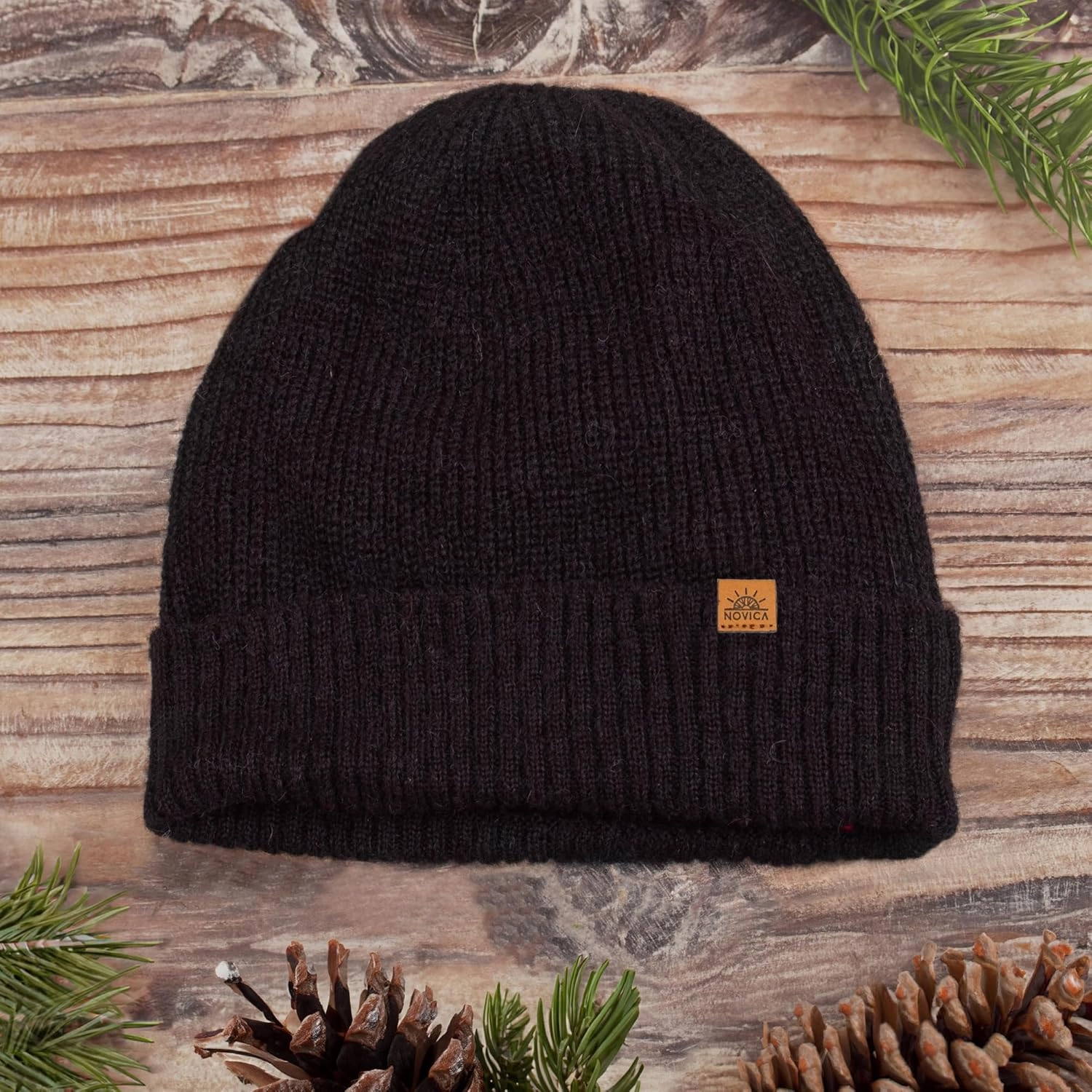 NOVICA Unisex Fall Winter Soft Alpaca Wool Blend Knit Beanie Hat