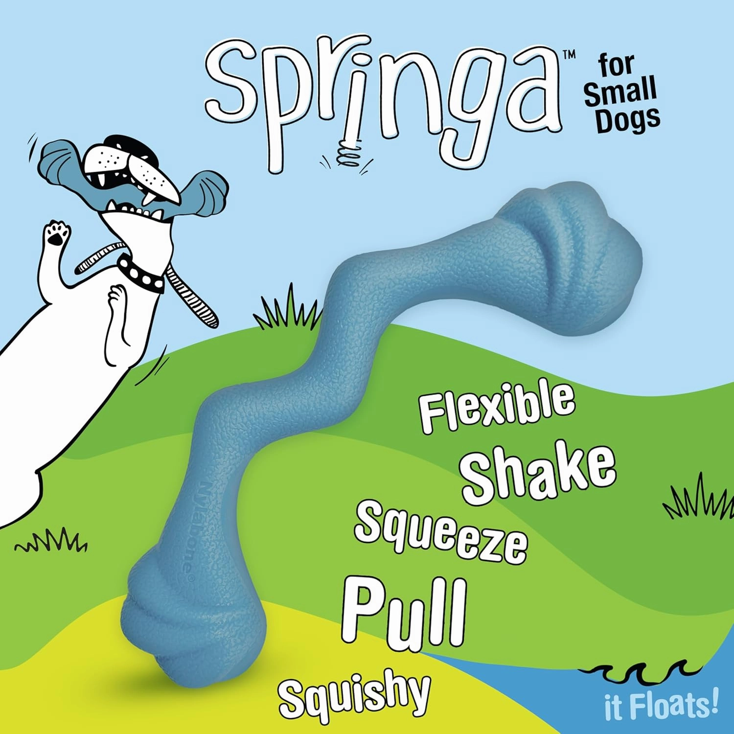 Nylabone Springa Interactive Dog Toy for Small Dogs - Lightweight Flexible Floatable Dog Tug Toy for Creative Play & Dog Exercise