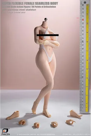 OBEST TBLeague 1/6 Scale Female Super Flexible Durable Figure Body,Plump Body Type with Bikini Cloth, Detachable Feet,Minature Collectible Action Figures PLLB2023-S52A(Pale, Large Bust)
