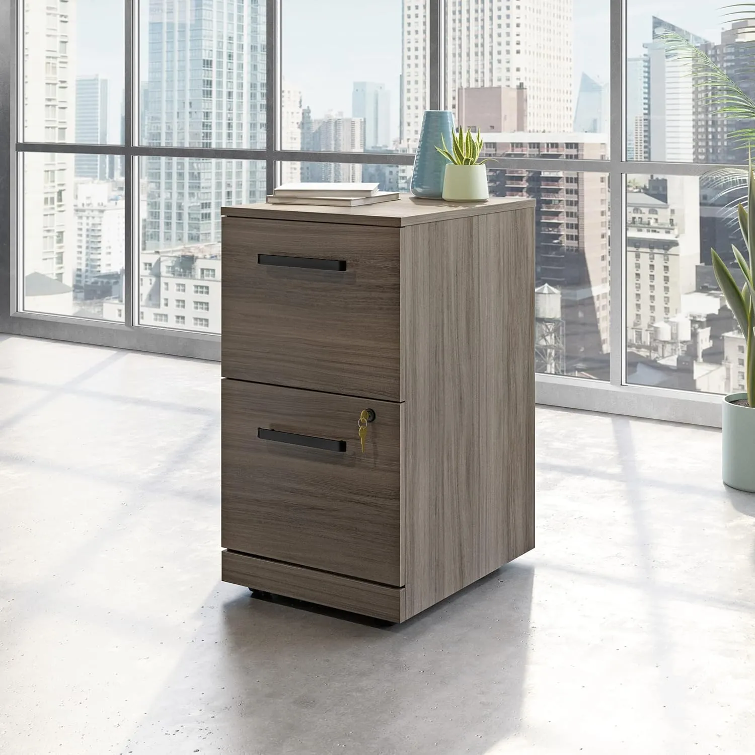 OfficeWorks by Sauder Affirm 2-Drawer Moblie File, L: 15.55'' x W: 19.45'' x H: 28.43'', Hudson Elm