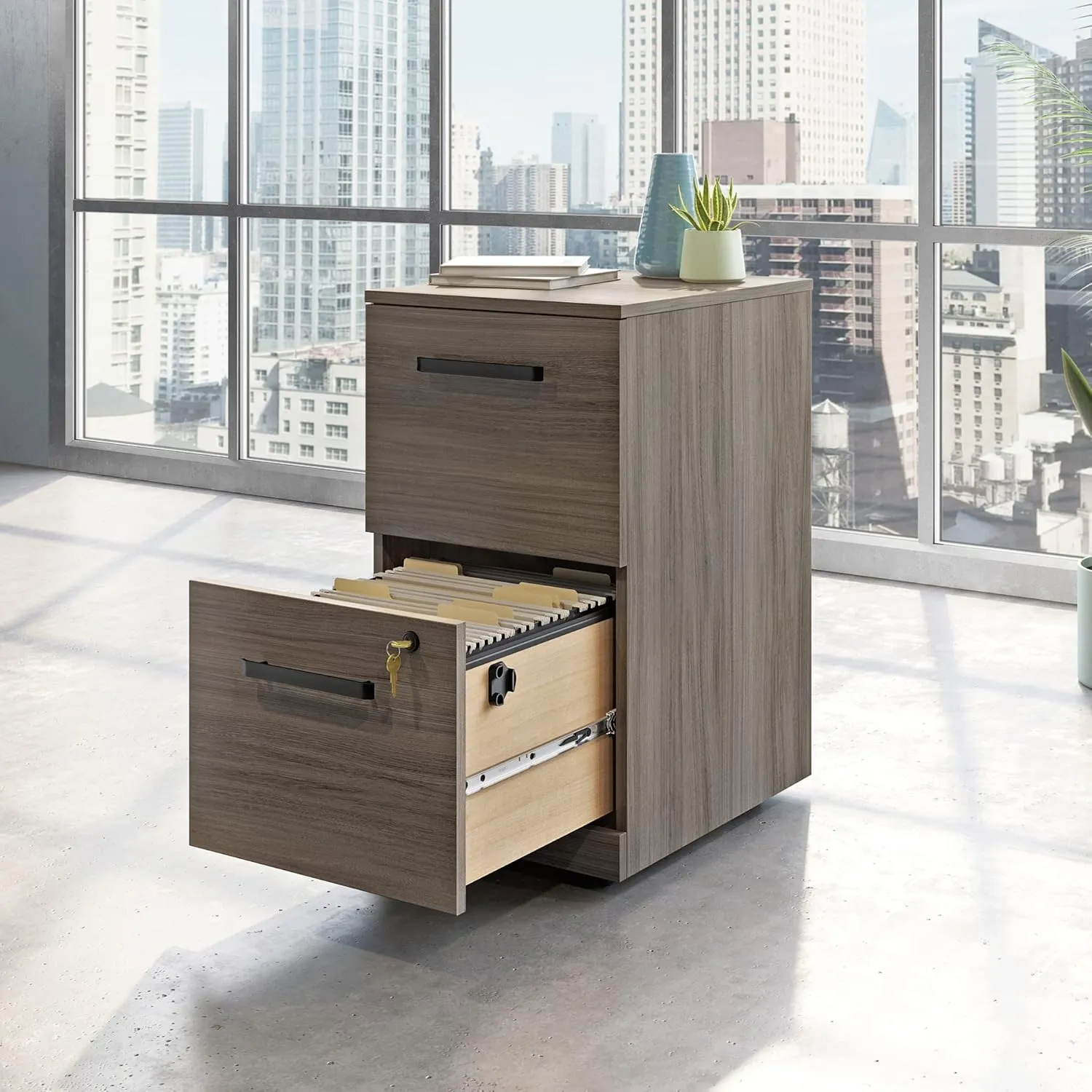 OfficeWorks by Sauder Affirm 2-Drawer Moblie File, L: 15.55'' x W: 19.45'' x H: 28.43'', Hudson Elm