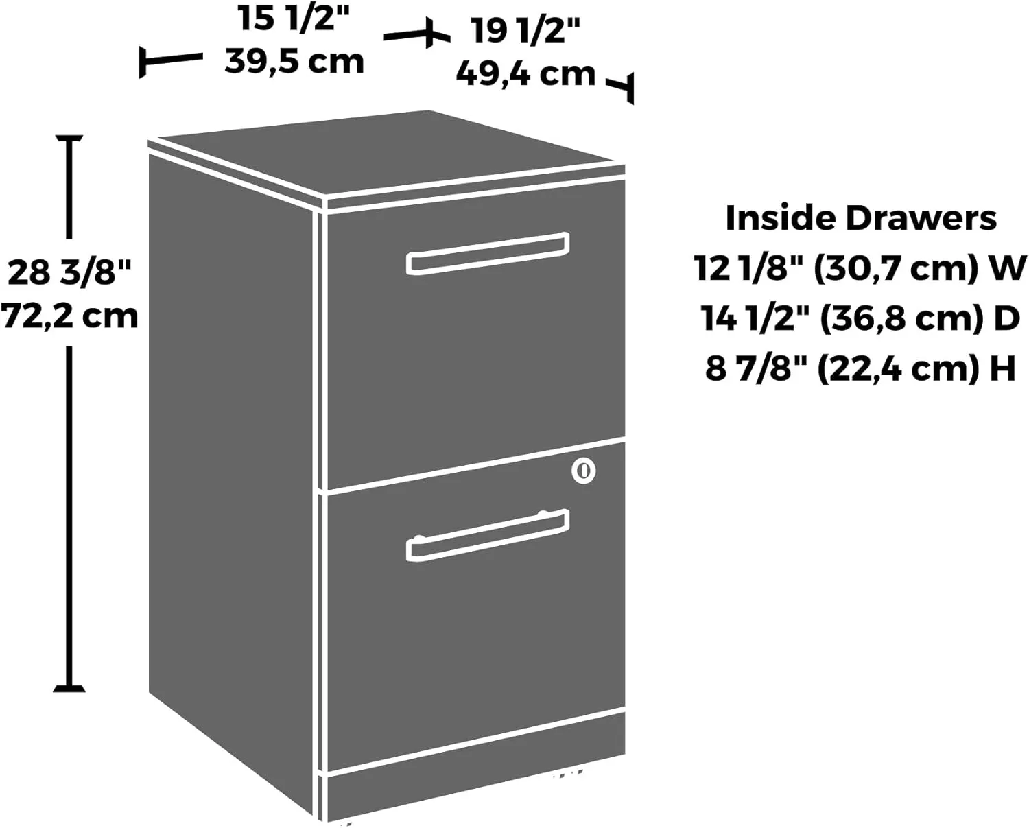 OfficeWorks by Sauder Affirm 2-Drawer Moblie File, L: 15.55'' x W: 19.45'' x H: 28.43'', Hudson Elm