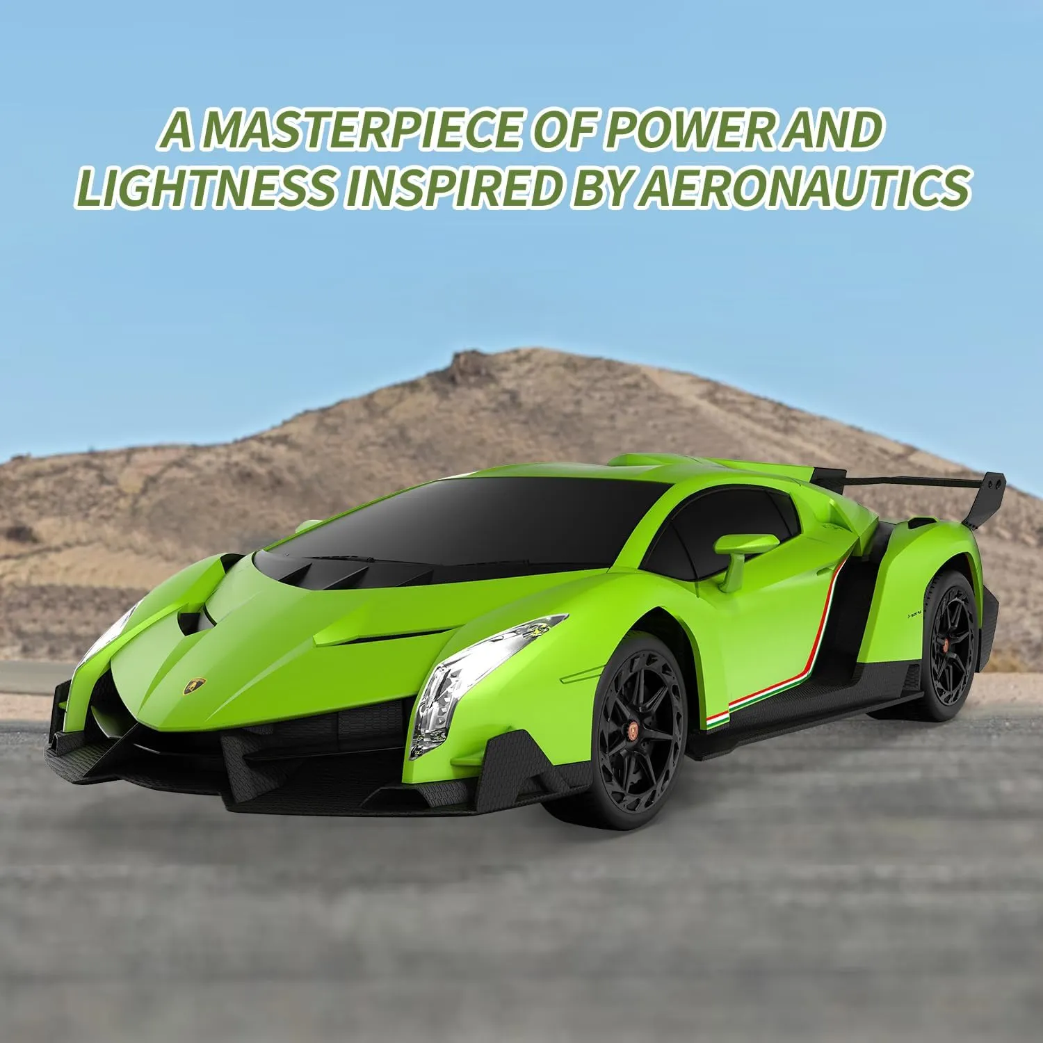 Officially Licensed Lamborghini Remote Control Car, 1:24 Scale Lambo VENENO Model Cars with LED, Lamborghini Toy Car RC Cars Christmas Birthday Gift for Boys Age 3 4-7 8-12 Year Old Kids Toys (Green)