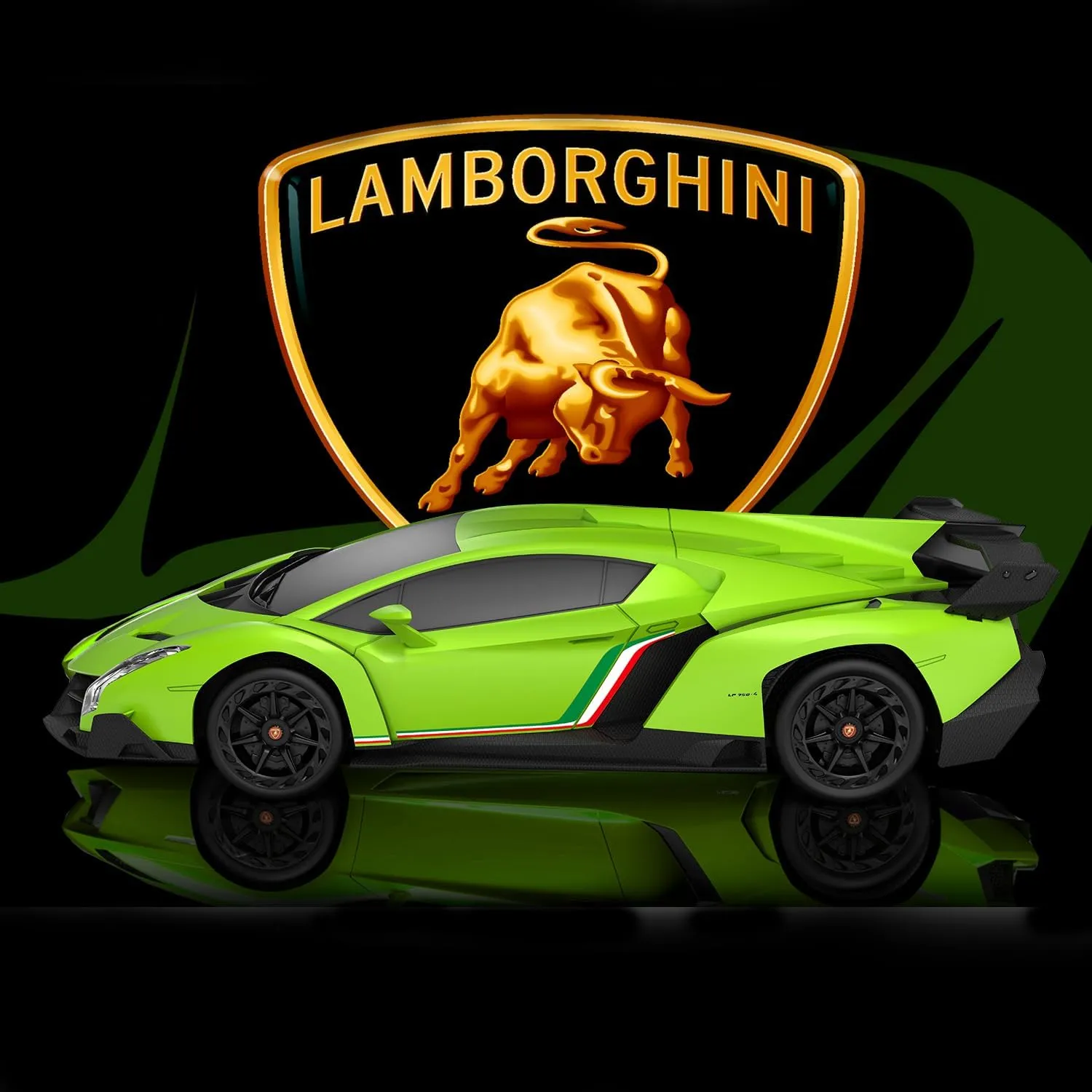 Officially Licensed Lamborghini Remote Control Car, 1:24 Scale Lambo VENENO Model Cars with LED, Lamborghini Toy Car RC Cars Christmas Birthday Gift for Boys Age 3 4-7 8-12 Year Old Kids Toys (Green)