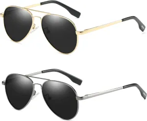Onrtry Small Polarized Aviator Sunglasses for Boys Girls Classic Metal Frame Mirrored Lens Sun Glasses - 52MM