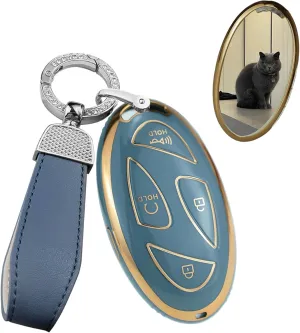 ontto Personalized Key Cover Custom Picture Soft TPU Key Fob Shell Case with Keychain Fit for Hyundai Ioniq 6 Grandeur GN7 Kona Elantra Azera Sonata Hybrid Santa fe 2023 2024,Grey