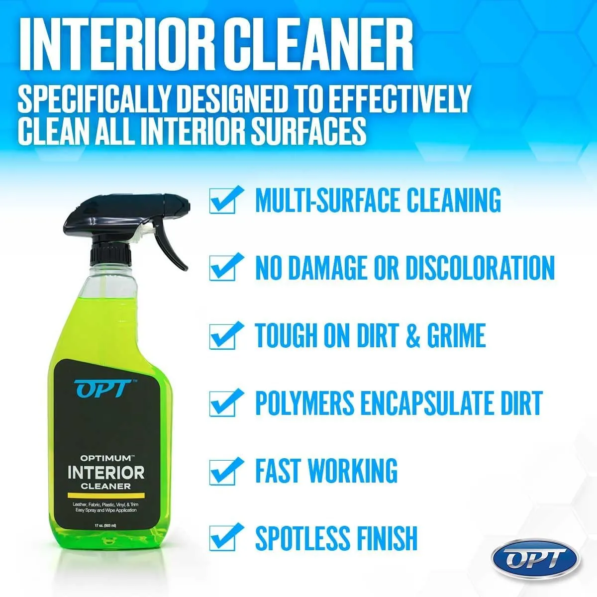 Optimum Interior Cleaner - Car Interior Cleaning and Detailing Spray - Safe on Leather, Upholstery, Interior Trim, Dash, and Plastic (1 Gallon)