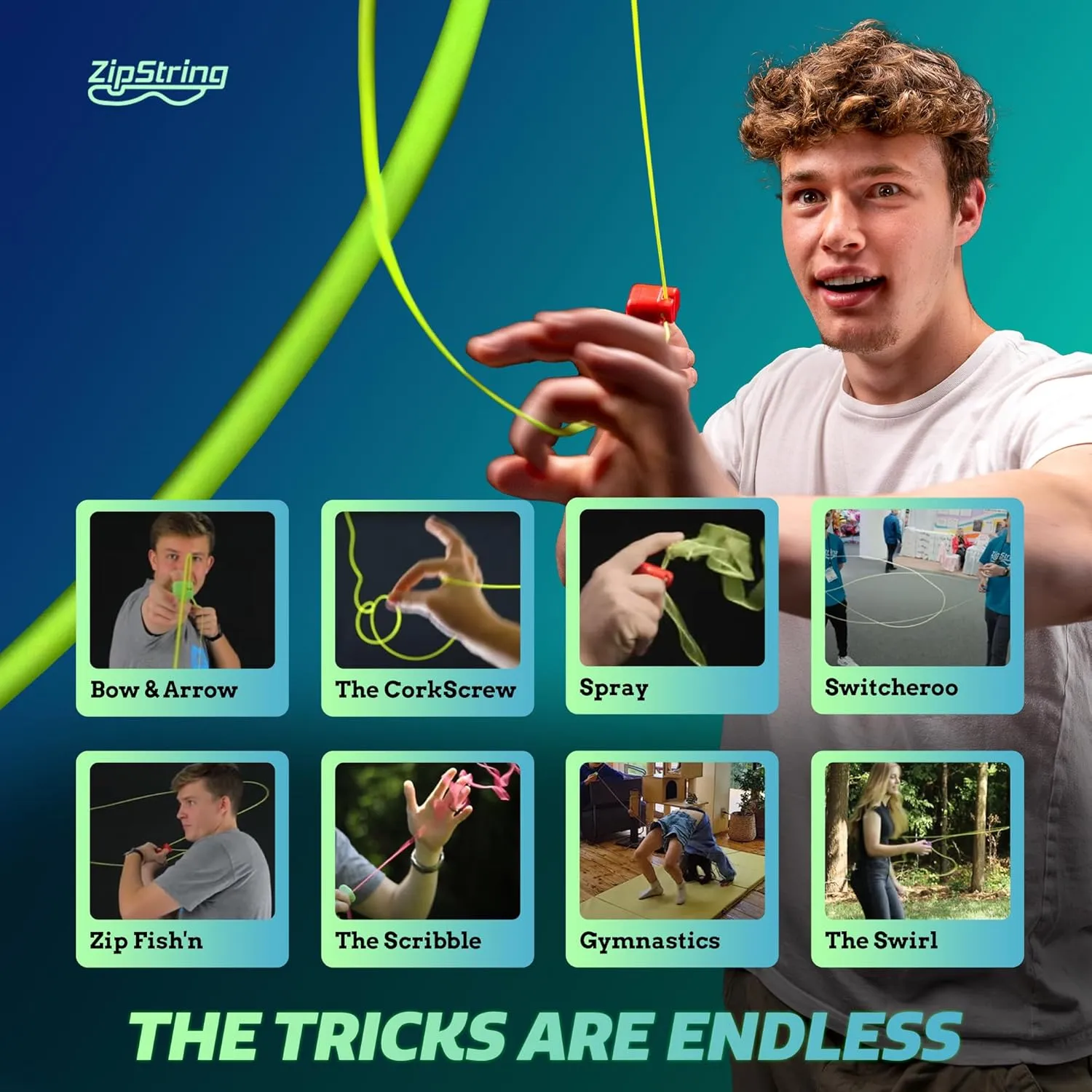 Original - As Seen on Shark Tank - Classic Rope Launcher Toy, Perfect for Kids & Adults - Fly a String Loop in The Air for Endless Tricks & Fun, Wonderment Awaits, Aesthetic Aqua