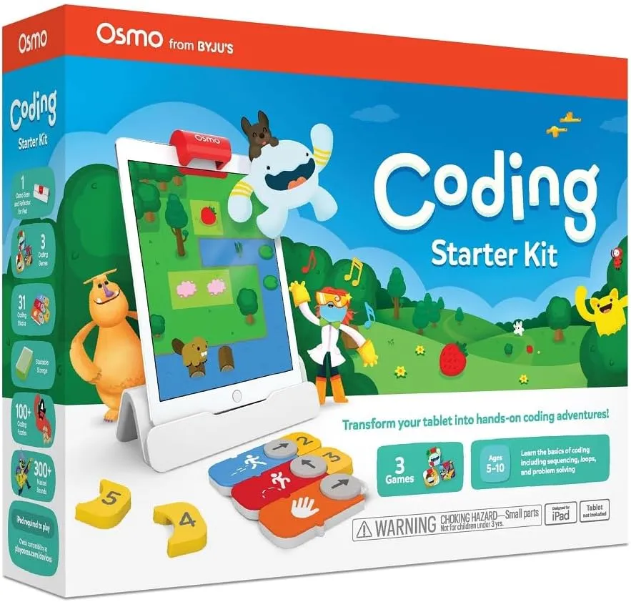 Osmo - Coding Starter Kit for iPhone & iPad-3 Educational Learning Games-Ages 5-10  Learn to Code, Basics Puzzles-STEM Toy-Logic, Fundamentals(Osmo iPad/iPhone Base Included)