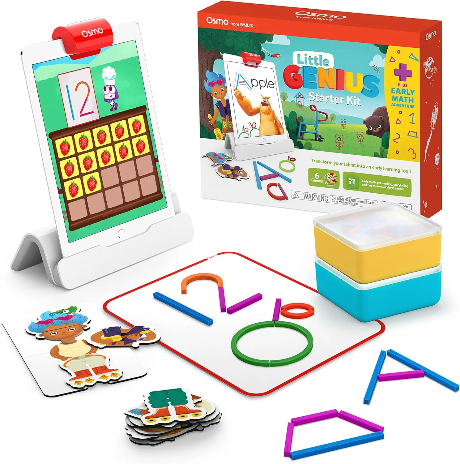 Osmo Early Math Learning Kit for iPad - 6 Educational Games for Ages 3-5 - STEM Toy with Osmo Base