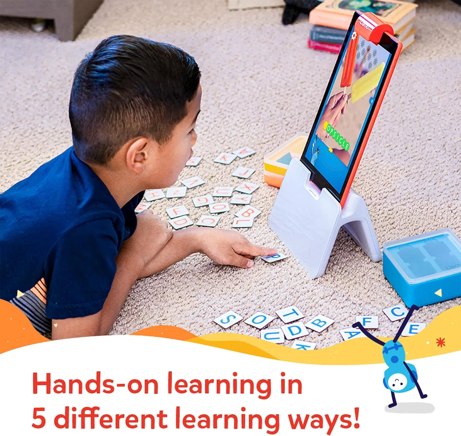 Osmo - Genius Starter Kit for Fire Tablet-5 Educational Learning Games-Ages 6-10-Spelling, Math & Creativity-STEM Toy Gifts-Boy & Girl-Ages 6 7 8 9 10(Osmo Fire Tablet Base Included-Amazon Exclusive)