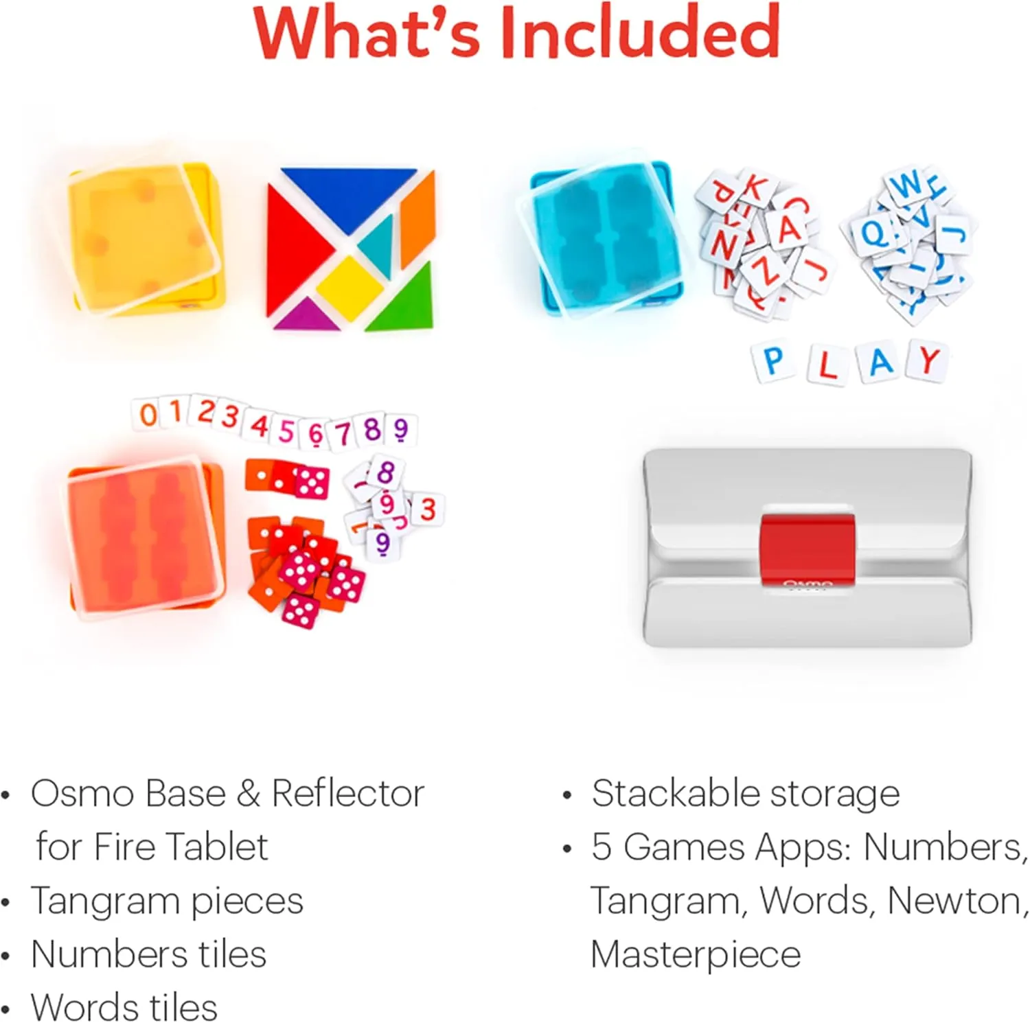 Osmo - Genius Starter Kit for Fire Tablet-5 Educational Learning Games-Ages 6-10-Spelling, Math & Creativity-STEM Toy Gifts-Boy & Girl-Ages 6 7 8 9 10(Osmo Fire Tablet Base Included-Amazon Exclusive)