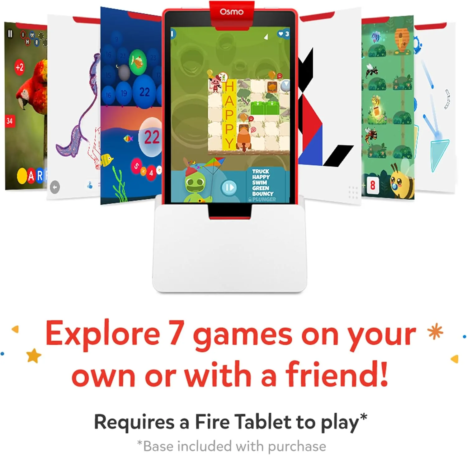 Osmo-Genius Starter Kit for Fire Tablet   Family Game Night-7 Educational Learning Games for Spelling,Math & more-Ages 6-10-STEM Toy Gifts- 6 7 8 9 10(Osmo Fire Tablet Base Included-Amazon Exclusive)