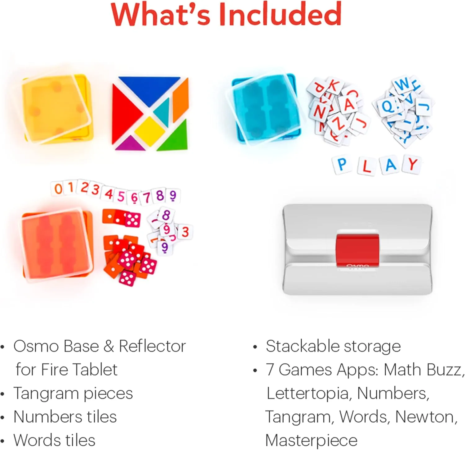 Osmo-Genius Starter Kit for Fire Tablet   Family Game Night-7 Educational Learning Games for Spelling,Math & more-Ages 6-10-STEM Toy Gifts- 6 7 8 9 10(Osmo Fire Tablet Base Included-Amazon Exclusive)