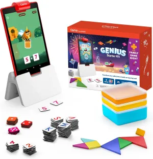 Osmo-Genius Starter Kit for Fire Tablet   Family Game Night-7 Educational Learning Games for Spelling,Math & more-Ages 6-10-STEM Toy Gifts- 6 7 8 9 10(Osmo Fire Tablet Base Included-Amazon Exclusive)