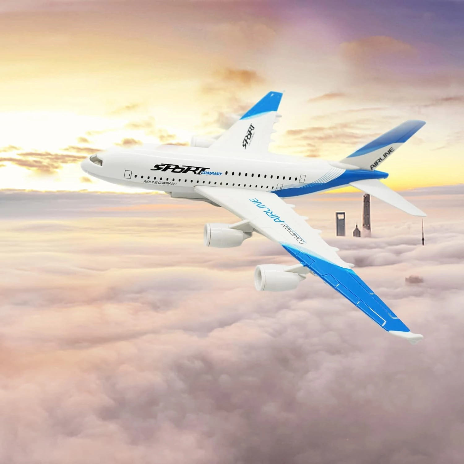 OTONOPI Airplane Toys A380 for Kids Bump and Go Pull Back Airlines Die Cast Metal Airbus Plane Toy with Lights and Sounds Model Airplane Toy for Boys & Girls Christmas Birthday Gift and Collections