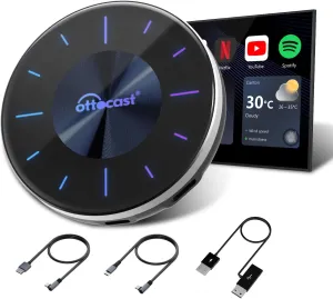 OTTOCAST P3 CarPlay AI Box - 2023 Android 12.0 CarPlay Video Adapter Wireless CarPlay Android Auto Dongle Support HDMI Output, YouTube Netflix Disney  Tiktok Streaming Videos