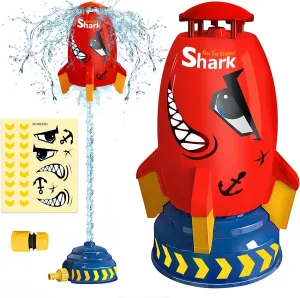 Outdoor Water Sprinkler for Kids Outdoor Water Rocket Splash, Kids Sprinkler for Outside Backyard, Summer Fun Pool Rocket Toys for Toddler Ages 3  Gift Ideas, Red