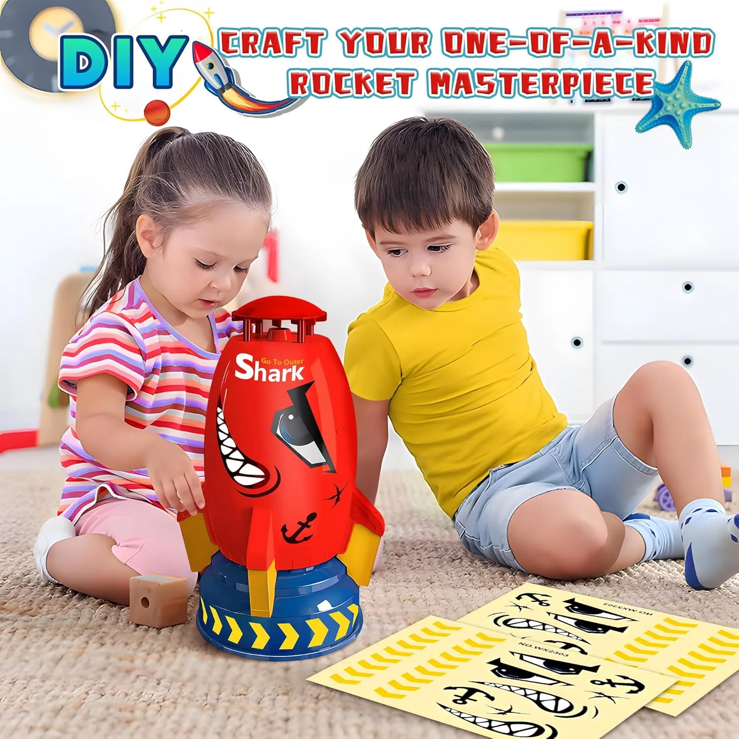 Outdoor Water Sprinkler for Kids Outdoor Water Rocket Splash, Kids Sprinkler for Outside Backyard, Summer Fun Pool Rocket Toys for Toddler Ages 3  Gift Ideas, Red