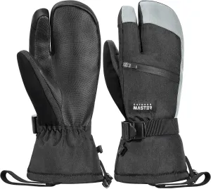 OutdoorMaster 3-Finger Ski Gloves for Women & Men, Waterproof & Windproof Ski Mittens, Winter Warm Snowboarding Gloves with Double-Pocket