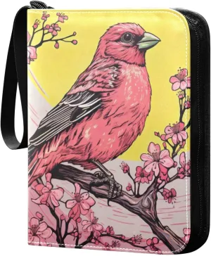 Painting Bird Card Binder, 400 Pockets Card Holder with 50 Sleeves, Sturdy Card Holder Folders for Game Cards & Sports Cards