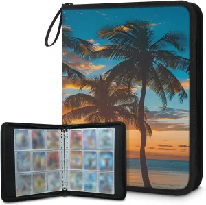 Palm 3 Ring Trading Zipper Binder Strap, Trading Card Binder 4 Pocket, 400 Pockets Card Holder with 50 Removable Sleeves for Game Cards