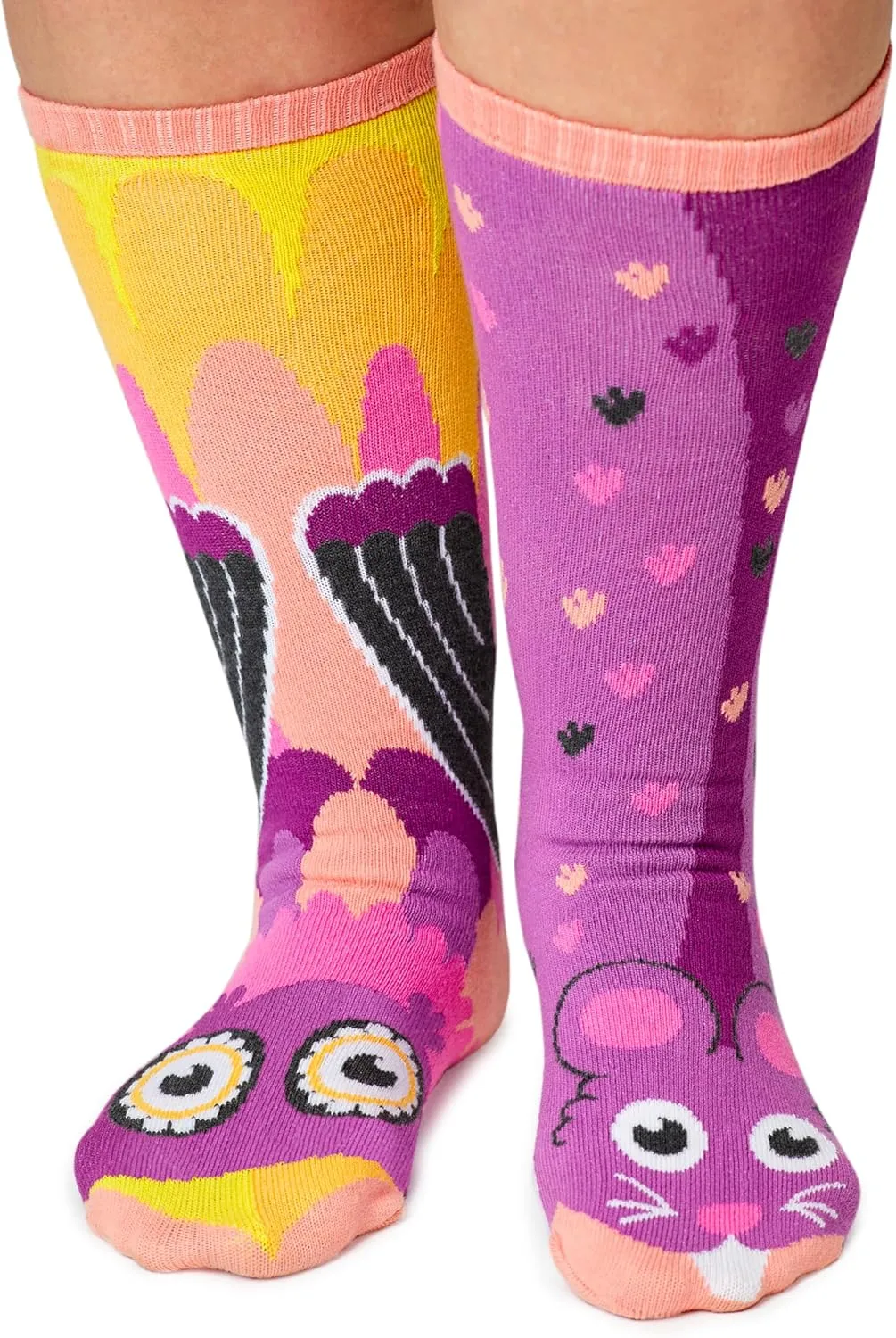 Pals Cool Outdoor Mismatched Animals Adult Socks, Durable & Cozy Pairs for Men and Women, Funny, Crazy, & Funky, 1 Pair (US, Alpha, Large, Regular, Regular, Owl & Mouse)