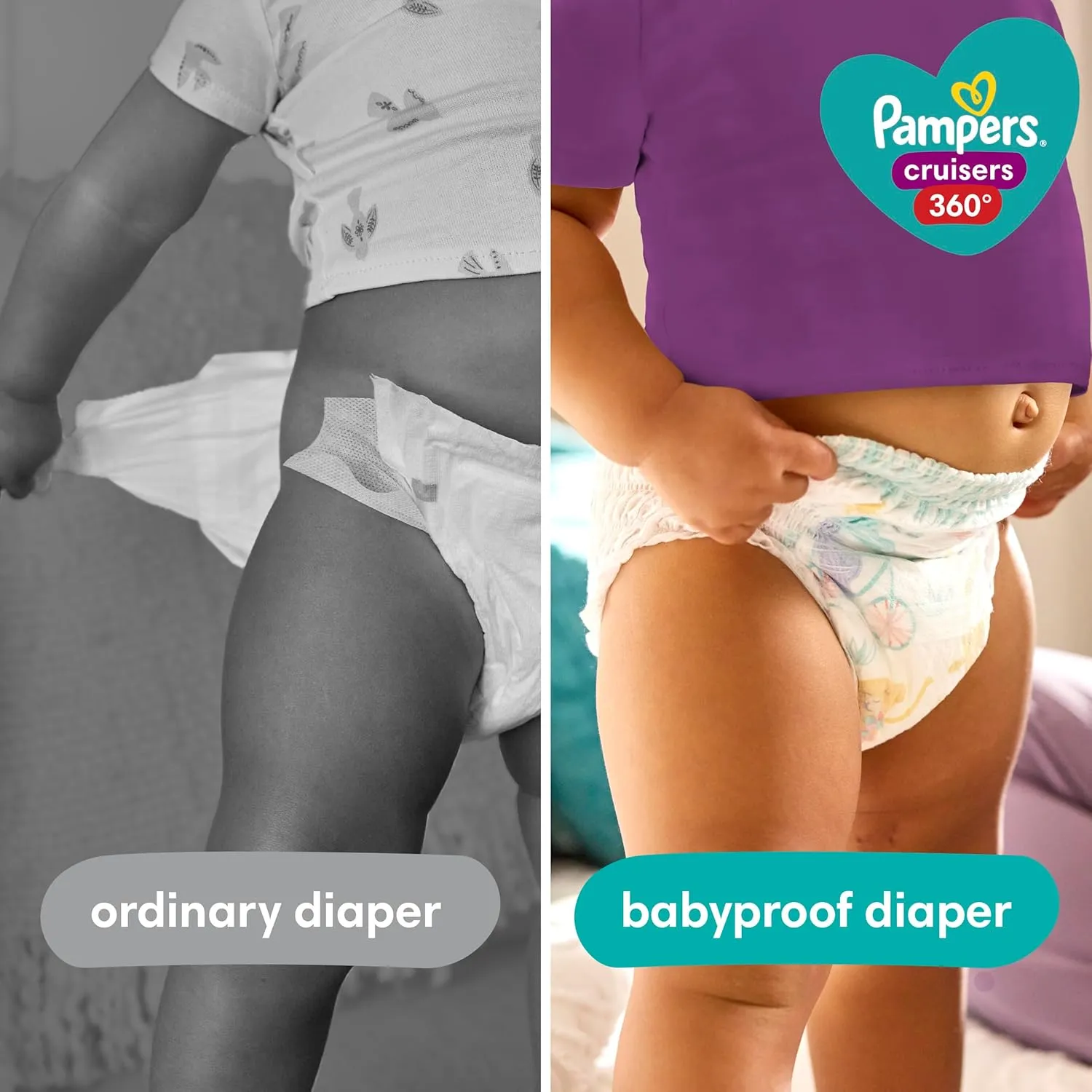 Pampers Diapers - Cruisers 360 - Size 5, 56 Count, Babyproof up to 100% Leakproof Pull-On Diaper