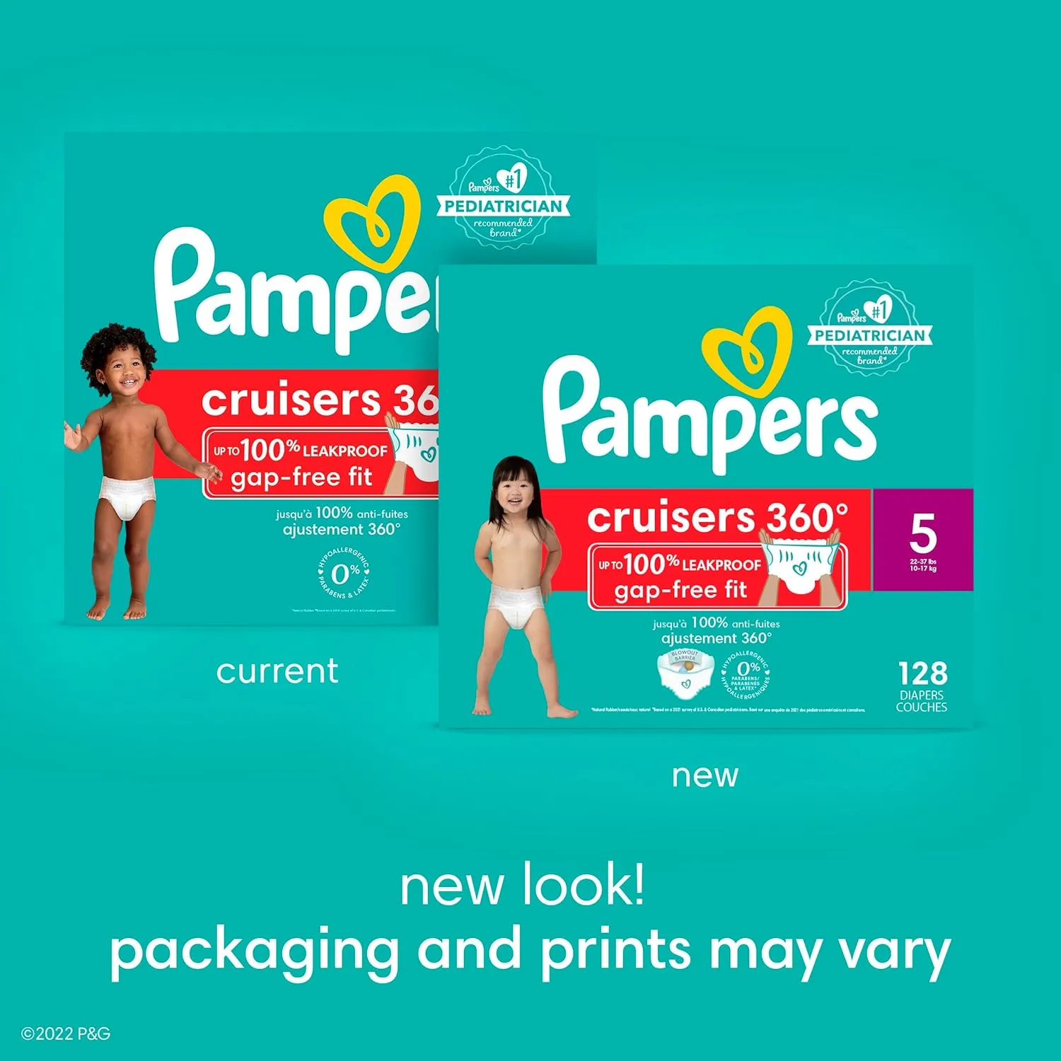 Pampers Diapers - Cruisers 360 - Size 5, 56 Count, Babyproof up to 100% Leakproof Pull-On Diaper