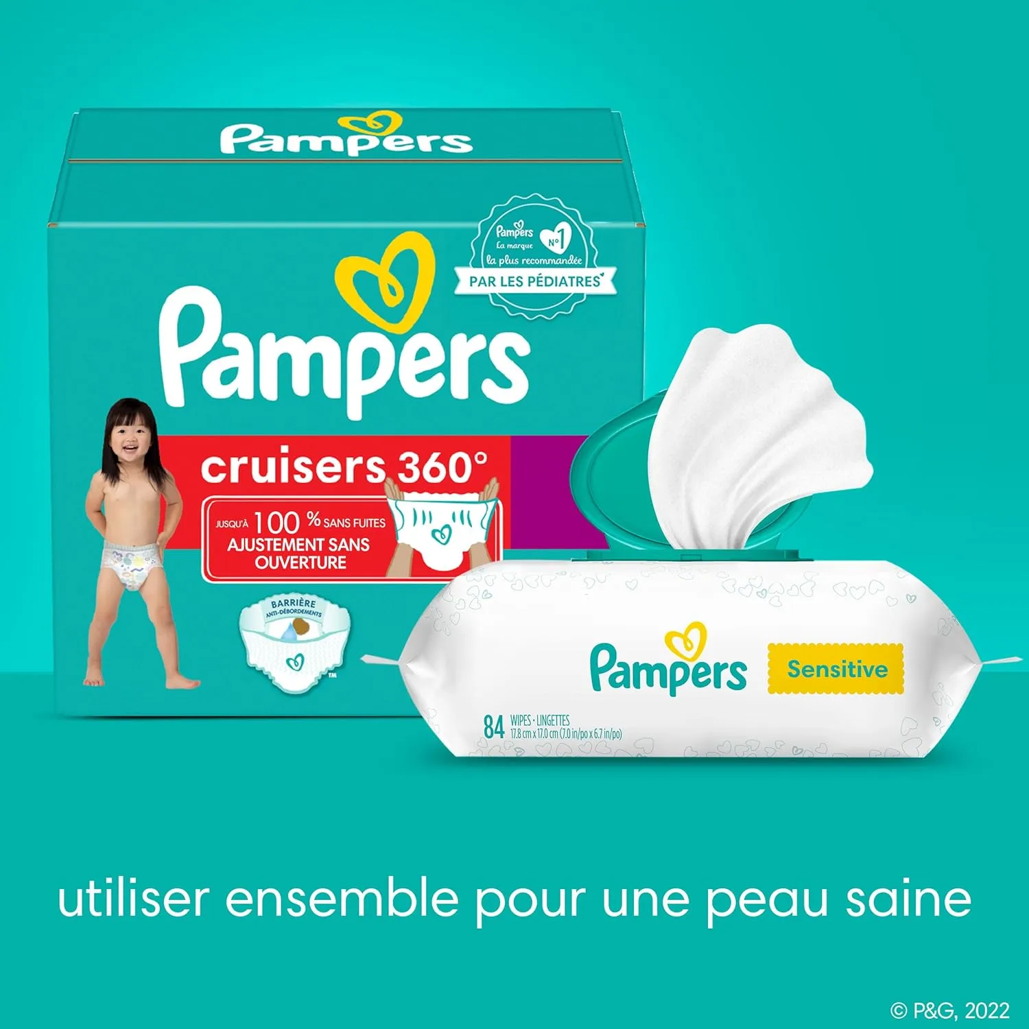 Pampers Diapers - Cruisers 360 - Size 5, 56 Count, Babyproof up to 100% Leakproof Pull-On Diaper