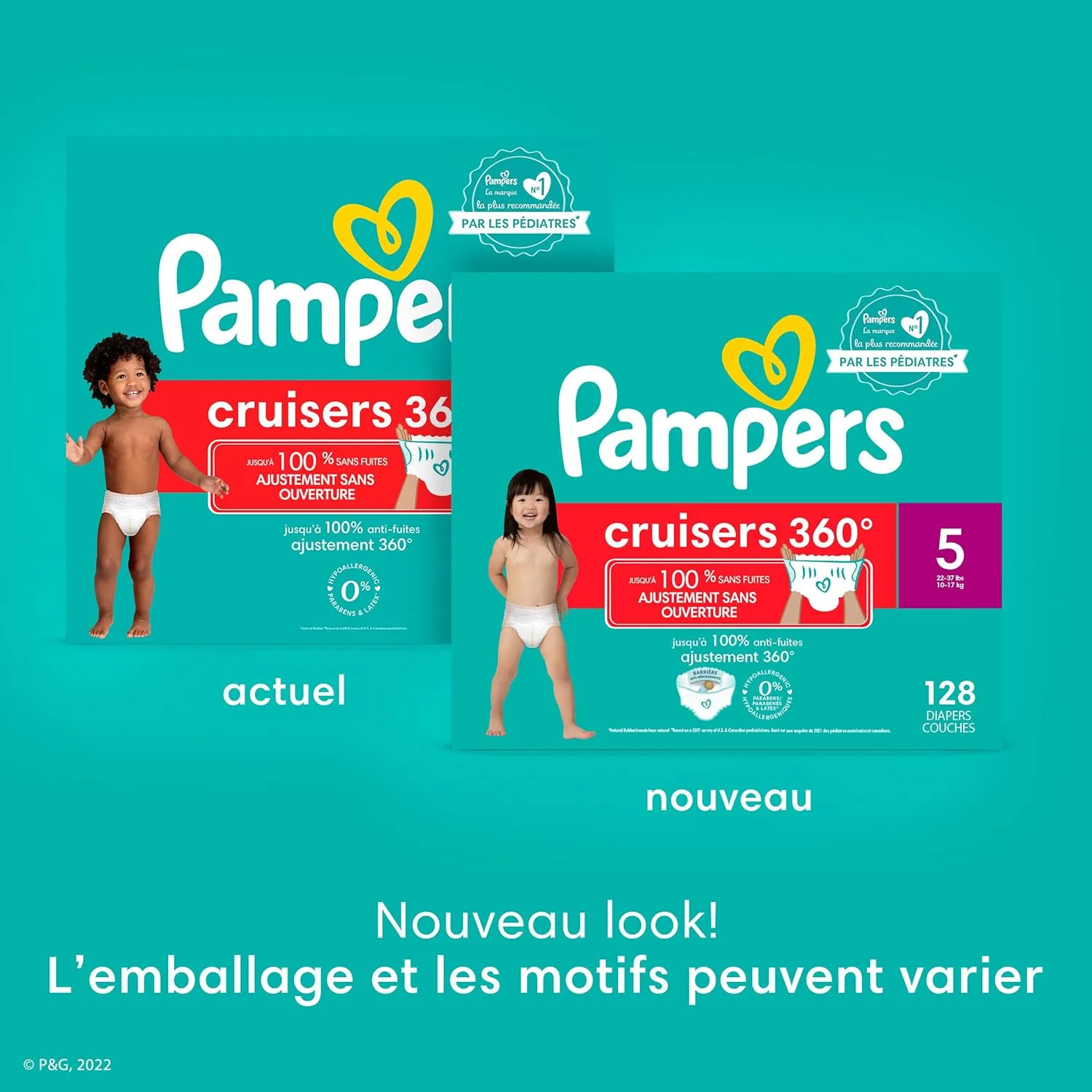 Pampers Diapers - Cruisers 360 - Size 5, 56 Count, Babyproof up to 100% Leakproof Pull-On Diaper