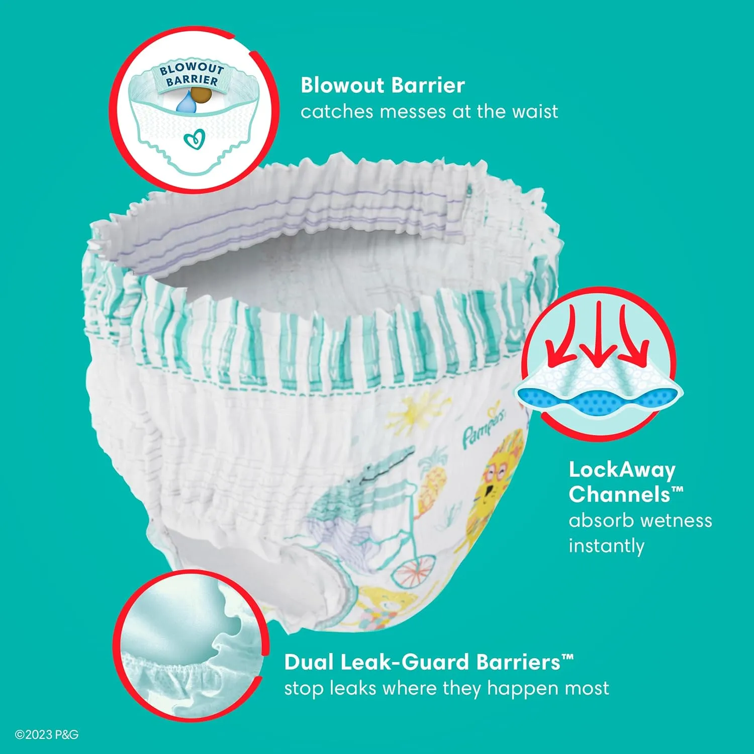 Pampers Diapers - Cruisers 360 - Size 5, 56 Count, Babyproof up to 100% Leakproof Pull-On Diaper