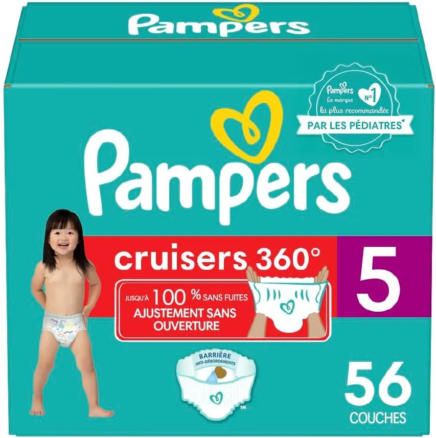 Pampers Diapers - Cruisers 360 - Size 5, 56 Count, Babyproof up to 100% Leakproof Pull-On Diaper