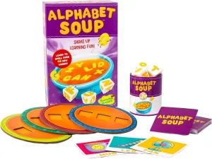 Peaceable Kingdom Alphabet Soup Spelling Game - Educational Boardgame for Kids Aged 3 and Up - Preschool Learning Activities - Kindergarten Learning Games